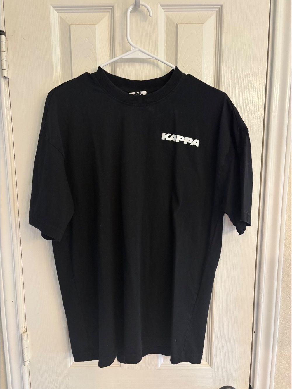 Kappa Authentic Nyle Black T-Shirt Mens Size Medium Big Back Graphic Logo Tee